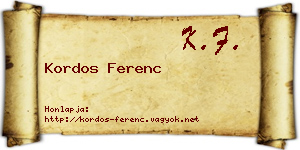 Kordos Ferenc névjegykártya