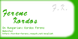 ferenc kordos business card